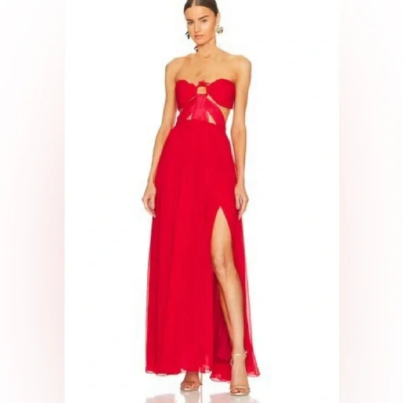 PatBO | Cut-Out  Maxi Dress - Candy Red - NWT - Small / Size 4 - Picture 5 of 10